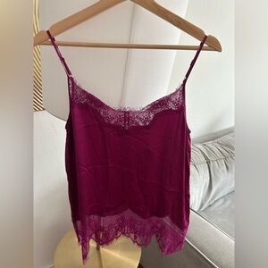 Uterque Silk Lace Burgundy Y2K 90’s Fairy Goth Camisole Top Size M/L